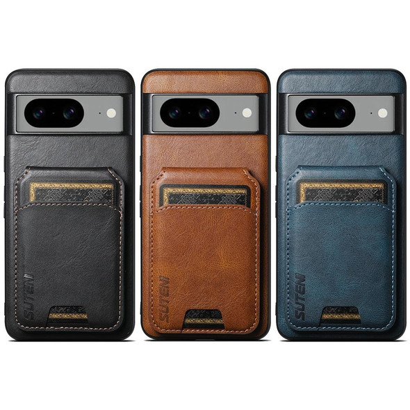 For Google Pixel 6 Pro Suteni H02 Leatherette Wallet Stand Back Phone Case(Blue)