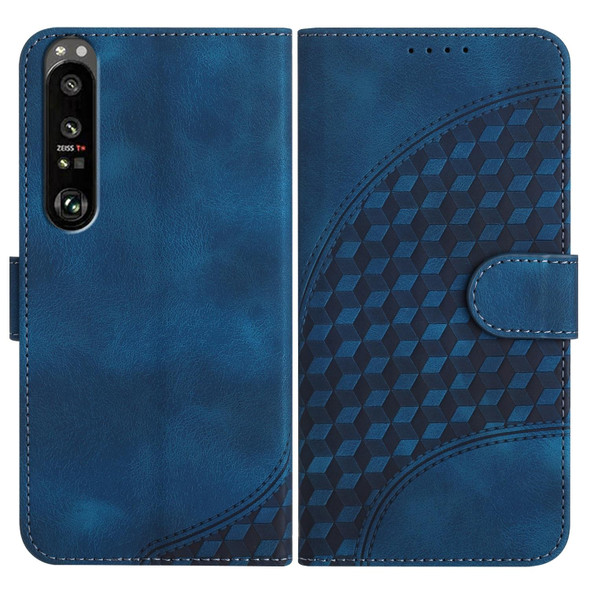 For Sony Xperia 1 III YX0060 Elephant Head Embossed Phone Leatherette Case with Lanyard(Royal Blue)