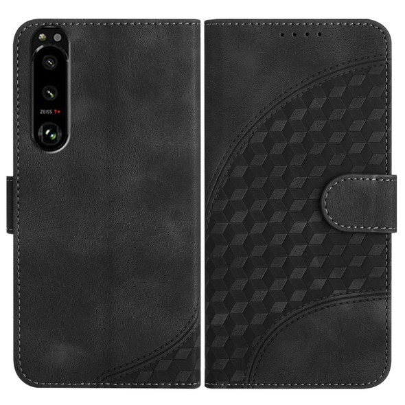 For Sony Xperia 5 III YX0060 Elephant Head Embossed Phone Leatherette Case with Lanyard(Black)