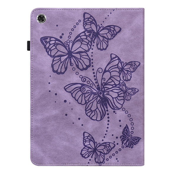 Samsung Galaxy Tab A8 10.5 2021 Embossed Butterfly Pattern Leather Tablet Case(Purple)