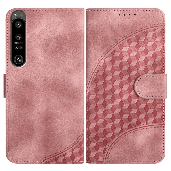 For Sony Xperia 1 IV YX0060 Elephant Head Embossed Phone Leatherette Case with Lanyard(Pink)