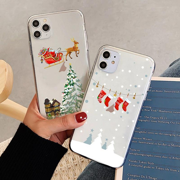 For iPhone 13 mini Christmas Colored Drawing Pattern High Transparent Soft TPU Phone Case(Santa Claus)