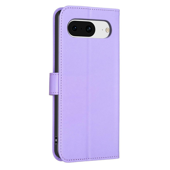 For Google Pixel 8 Four-leaf Embossed Leatherette Phone Case(Purple)