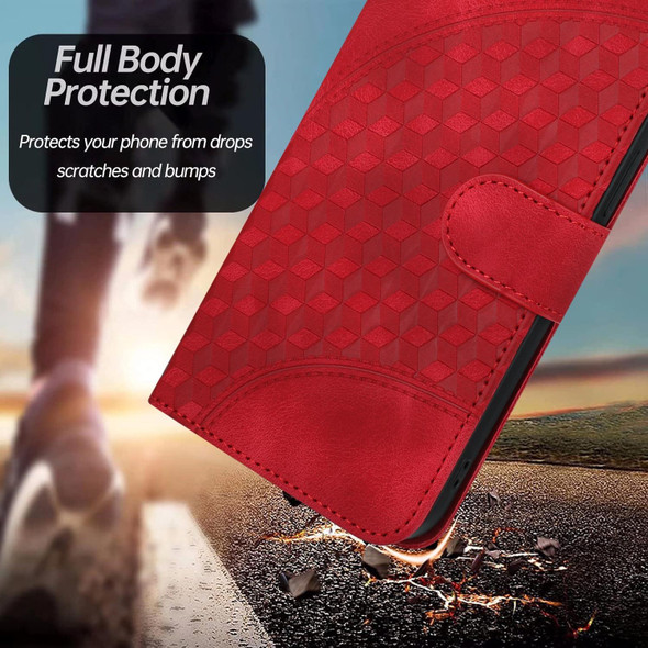 For OPPO A16 YX0060 Elephant Head Embossed Phone Leatherette Case with Lanyard(Red)