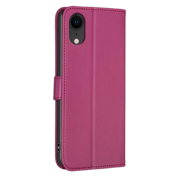 For iPhone XR Four-leaf Embossed Leatherette Phone Case(Rose Red)