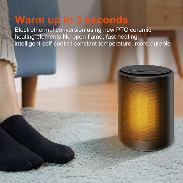 Cylindrical Ceramic Heating Warmer Quick Heat Mini Electric Heater EU Plug(Black)