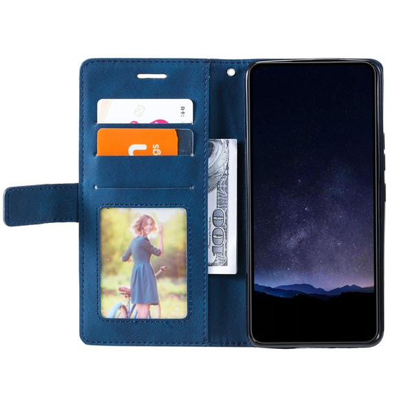 For OPPO A79 5G Skin Feel Splicing Leatherette Phone Case(Blue)