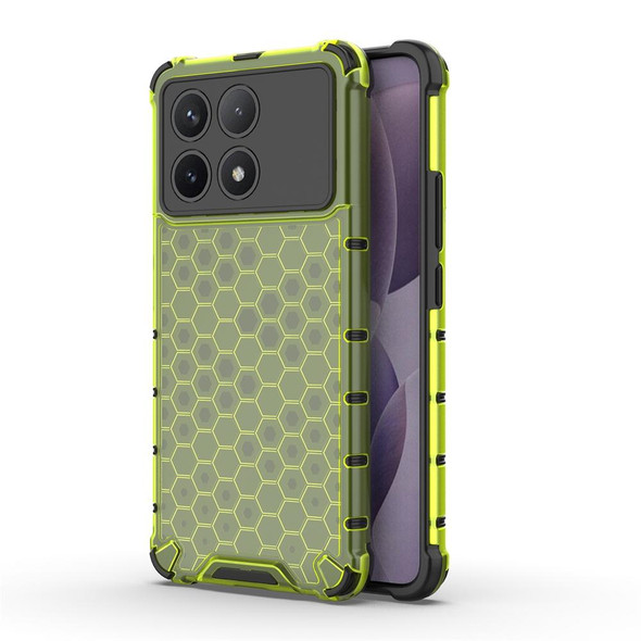 For Redmi K70 Pro Shockproof Honeycomb Phone Case(Green)