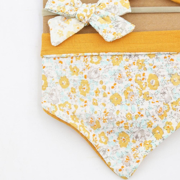 3 In 1 Baby Drooling Towel Cotton Printed Double Sided Triangle Towel Headband Set Waterproof Bibs, Style: DP069-2