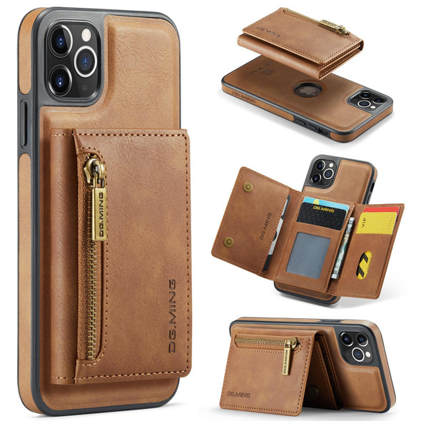 For iPhone 11 Pro Max DG.MING M5 Series Zip RFID Multi Card Detachable Leatherette Phone Case(Brown)