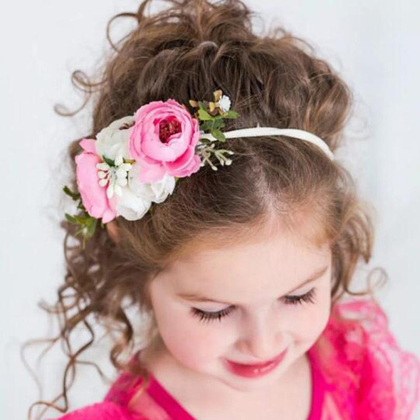 Sweet Pastoral Wind Hair Decoration Simulation Flower Hair Band Baby Photos Props(White Pink)