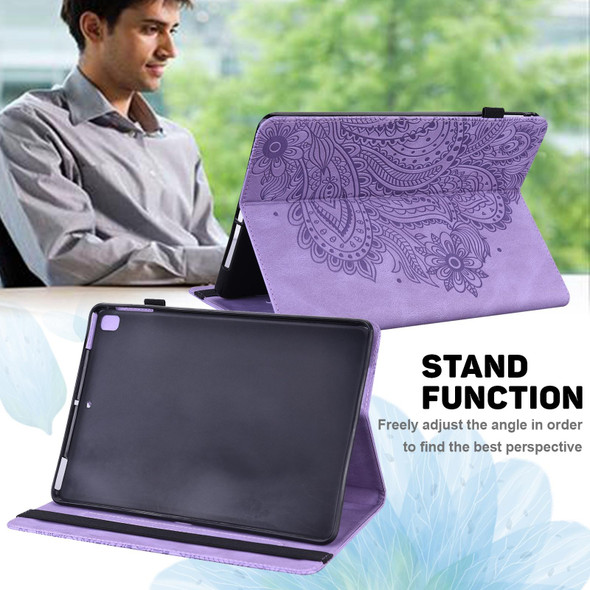 Samsung Galaxy Tab A8 10.5 2021 Peacock Embossed Pattern Leather Tablet Case(Purple)