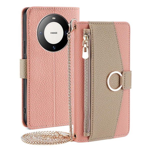 For Huawei Mate 60 Pro / Mate 60 Pro+ Crossbody Litchi Texture Leatherette Phone Case(Pink)