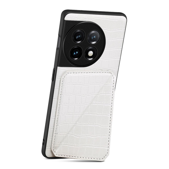 For OPPO K11 / OnePlus Nord CE3 5G Denior Imitation Crocodile Leatherette Back Phone Case with Holder(White)