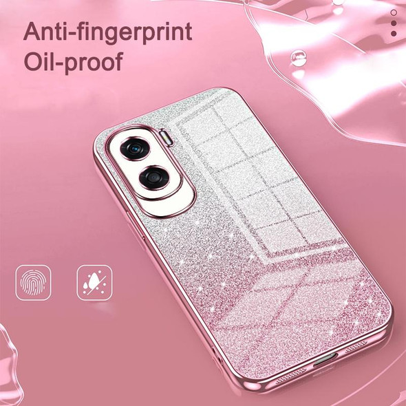 For Honor V30 Gradient Glitter Powder Electroplated Phone Case(Silver)