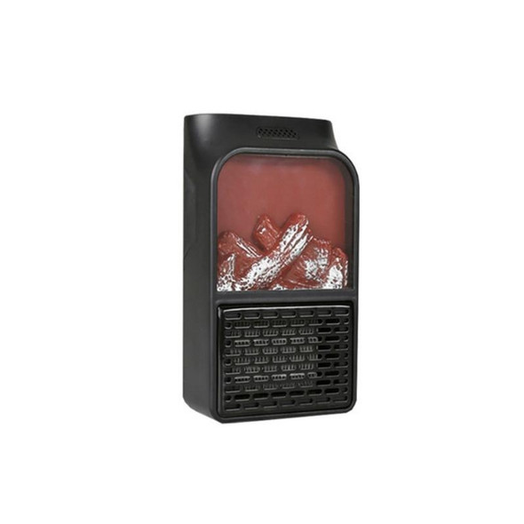 Flame Simulation Mini Portable Desktop Heater, Style:Without Remote Control, Plug Type:US(Black)