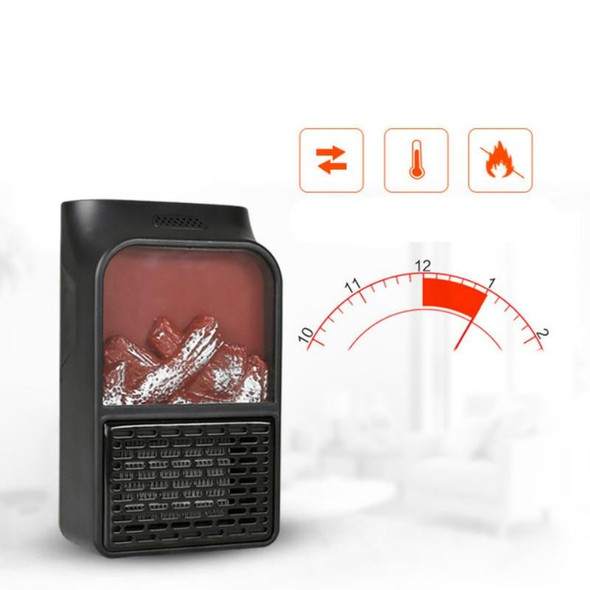 Flame Simulation Mini Portable Desktop Heater, Style:Without Remote Control, Plug Type:UK(Black)