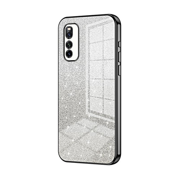For vivo iQOO Neo3 5G / Z1 / Neo5 Lite Gradient Glitter Powder Electroplated Phone Case(Black)