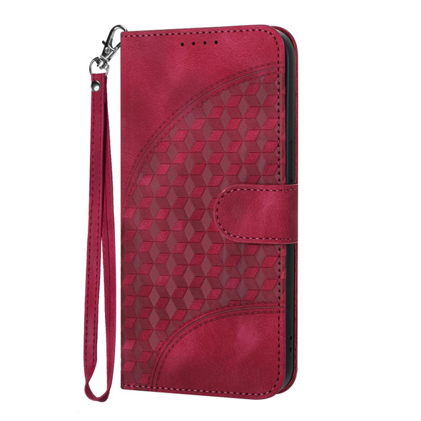 For Samsung Galaxy S21 Ultra 5G YX0060 Elephant Head Embossed Phone Leatherette Case with Lanyard(Rose Red)