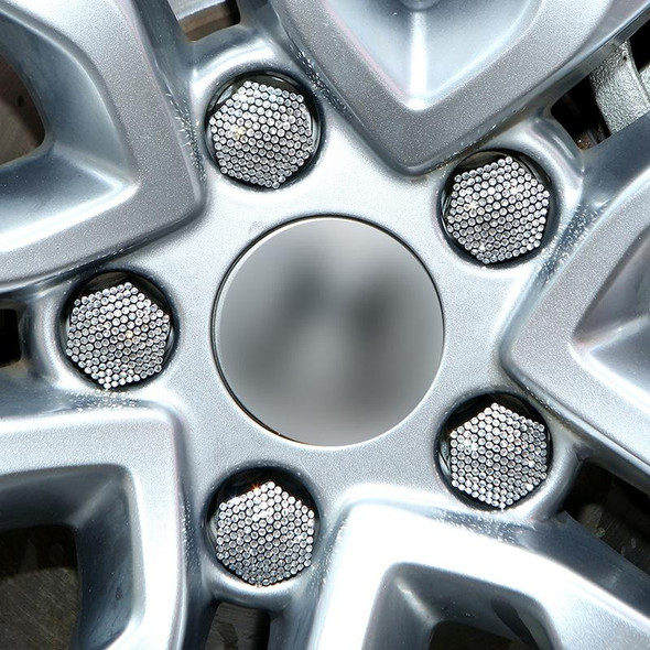 21pcs/set Diamond-encrusted Wheel Caps Tire Screw Protective Covers, Color: 17 White Diamond