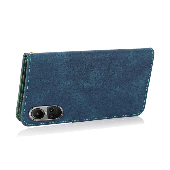 For OPPO Reno10 5G / Reno10 Pro 5G Global Dual-color Stitching Leatherette Phone Case(Blue Green)