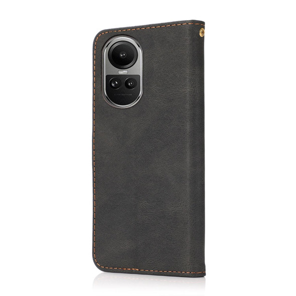 For OPPO Reno10 5G / Reno10 Pro 5G Global Dual-color Stitching Leatherette Phone Case(Black Brown)