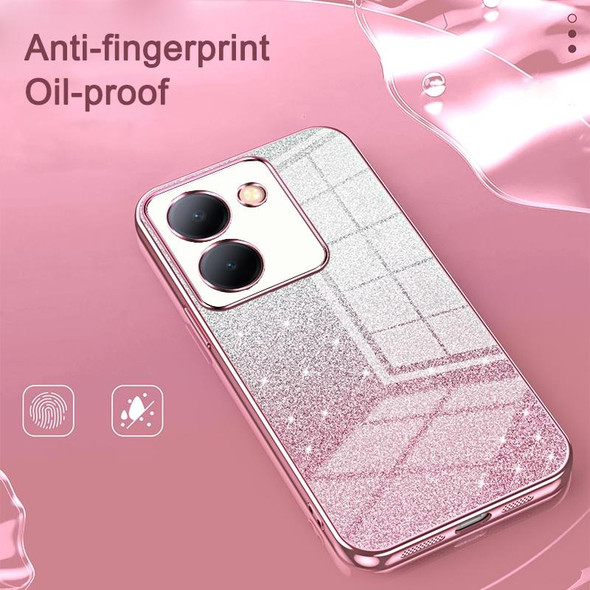 For vivo iQOO 5 Gradient Glitter Powder Electroplated Phone Case(Purple)