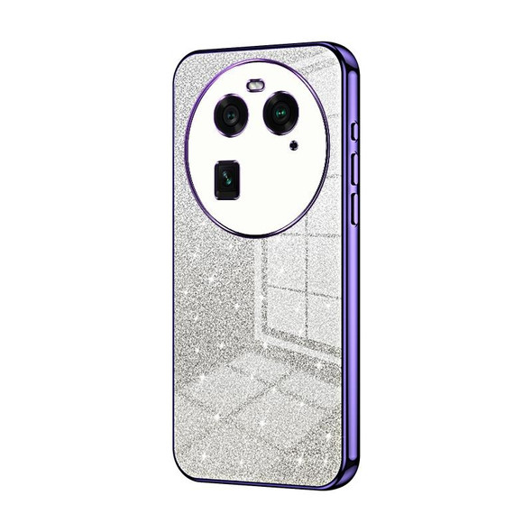 For OPPO Find X6 Gradient Glitter Powder Electroplated Phone Case(Purple)