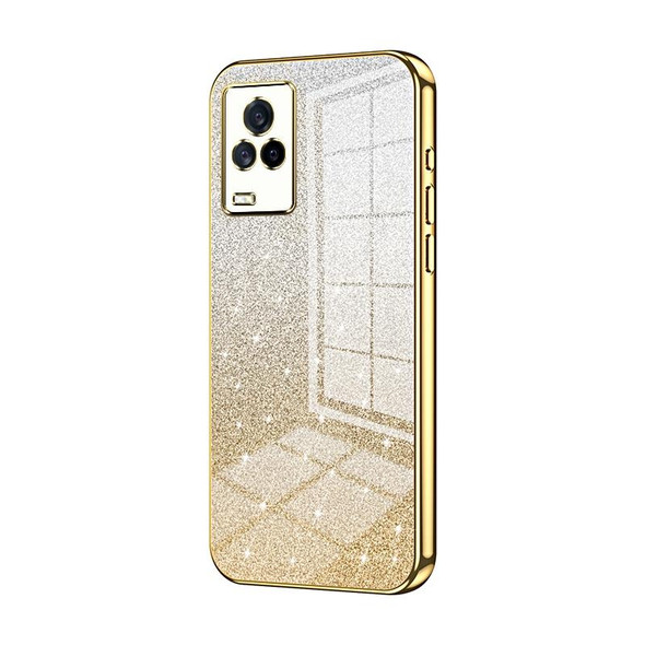 For vivo iQOO 7 Gradient Glitter Powder Electroplated Phone Case(Gold)