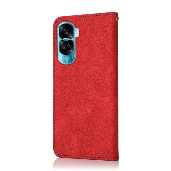For Honor 90 Lite Dual-color Stitching Leatherette Phone Case(Red Blue)