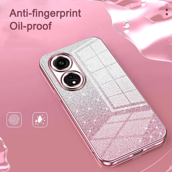 For OPPO A1 Pro Gradient Glitter Powder Electroplated Phone Case(Pink)