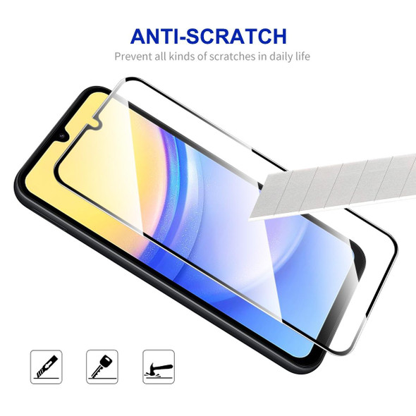 For Samsung Galaxy A15 4G / 5G 5pcs ENKAY Hat-Prince Full Glue High Aluminum-silicon Tempered Glass Film