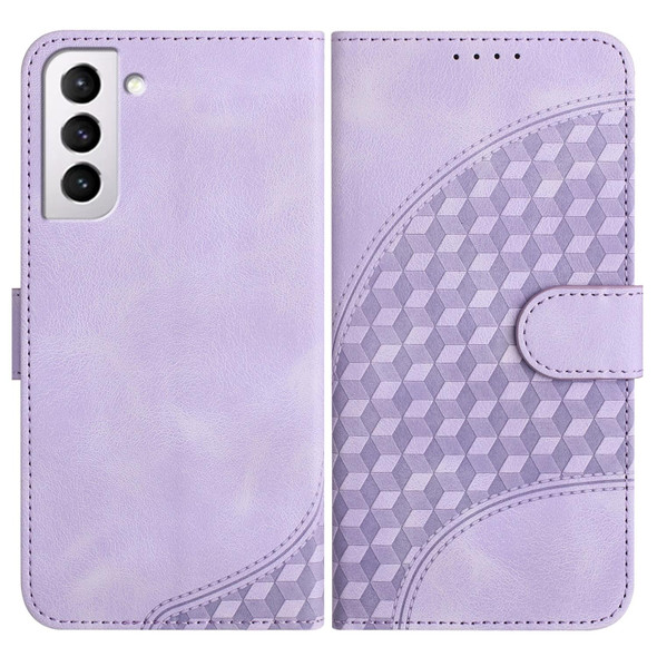 For Samsung Galaxy S21 FE 5G YX0060 Elephant Head Embossed Phone Leatherette Case with Lanyard(Light Purple)