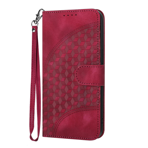 For Samsung Galaxy S21+ 5G YX0060 Elephant Head Embossed Phone Leatherette Case with Lanyard(Rose Red)