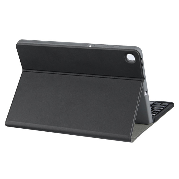For Samsung Galaxy Tab S9 FE+ Square Cap Bluetooth Keyboard Leatherette Case with Pen Slot(Black)