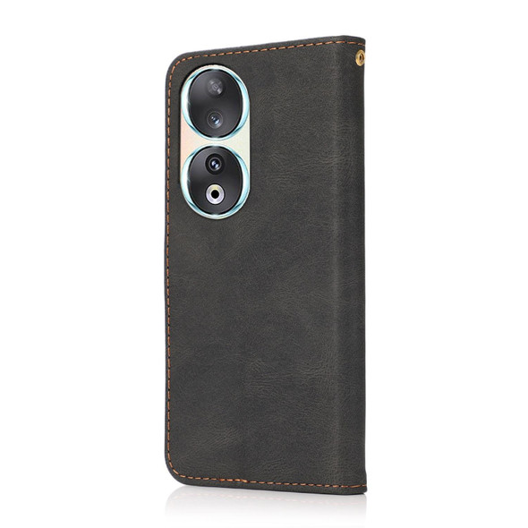 For Honor 90 Dual-color Stitching Leatherette Phone Case(Black Brown)