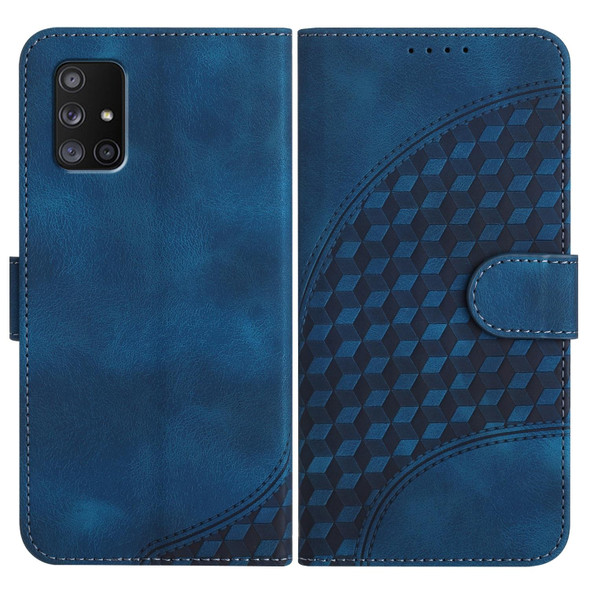 For Samsung Galaxy A71 5G YX0060 Elephant Head Embossed Phone Leatherette Case with Lanyard(Royal Blue)