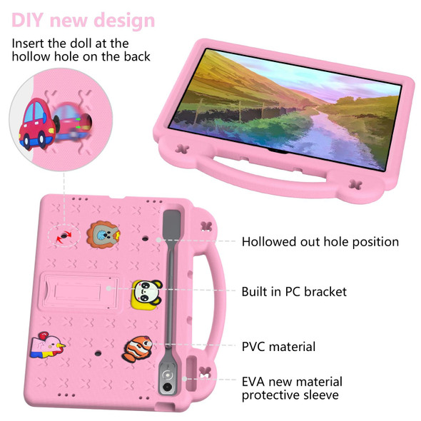 For  Lenovo Tab  P12 / Xiaoxin Pad Pro 12.7 Handle Kickstand Children EVA Shockproof Tablet Case(Pink)