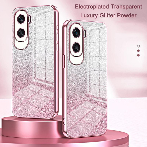 For Honor Play 40 Gradient Glitter Powder Electroplated Phone Case(Pink)