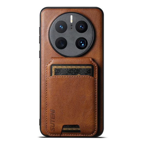 For Huawei Mate 50 Pro Suteni H02 Leatherette Wallet Stand Back Phone Case(Brown)