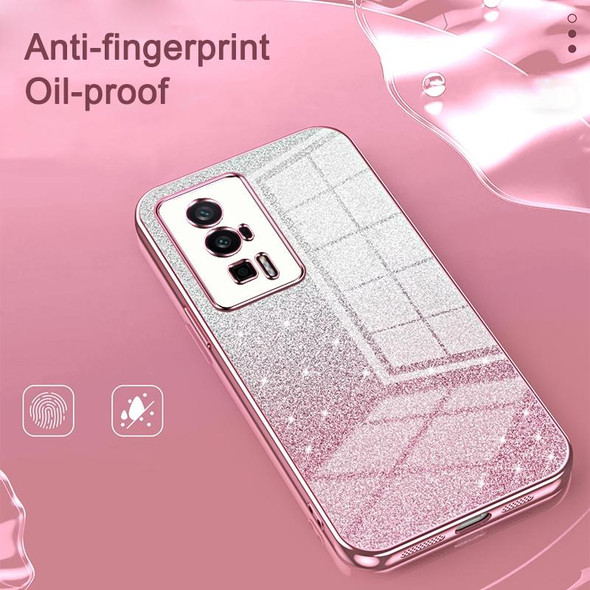 For Xiaomi 12T Pro Gradient Glitter Powder Electroplated Phone Case(Purple)