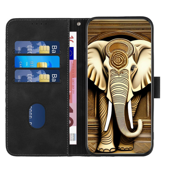 For Samsung Galaxy S21 Ultra 5G YX0060 Elephant Head Embossed Phone Leatherette Case with Lanyard(Black)