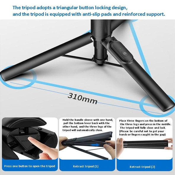 1.5m Magnetic Phone Extendable Selfie Stick Tripod with Wireless Remote  ws-22001- 4