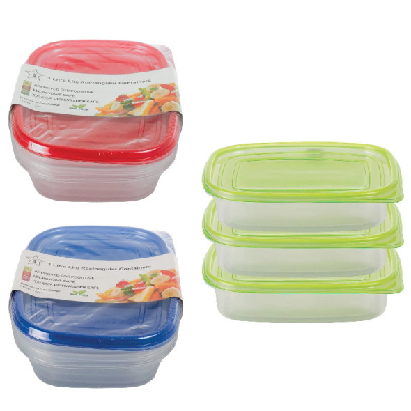 Food Storage Containers 1L 3-Piece