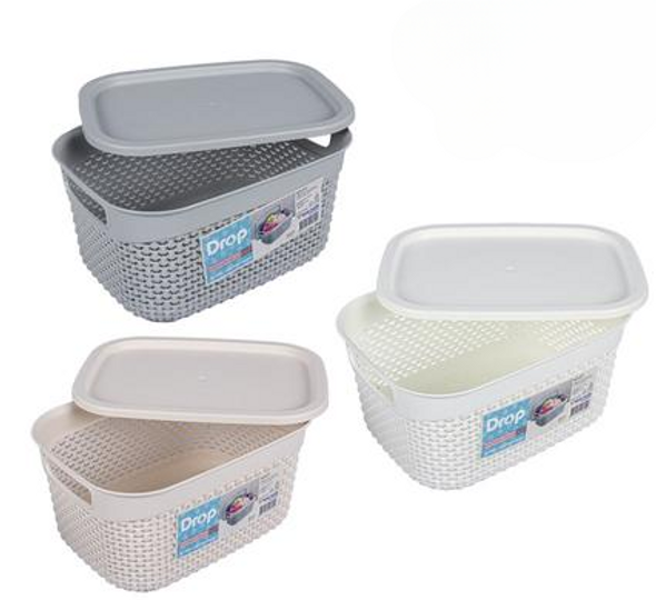 Basket Plastic 23x17x12cm Drop Patt 3.3L Lid