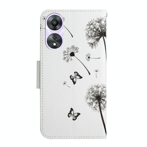 For OPPO A58 4G Colored Drawing Pattern Leatherette Phone Case(Dandelion)