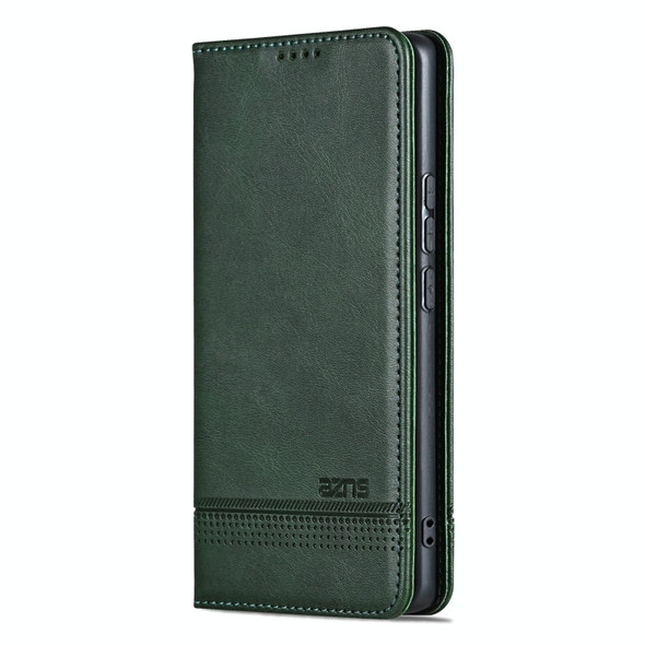 For OPPO Reno11 Pro China AZNS Magnetic Calf Texture Flip Leatherette Phone Case(Dark Green)