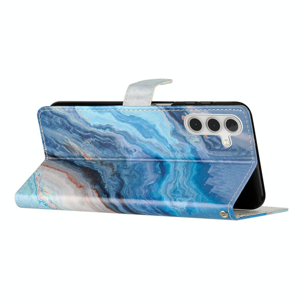 For Samsung Galaxy A35 Colored Drawing Leatherette Phone Case(Blue Marble)
