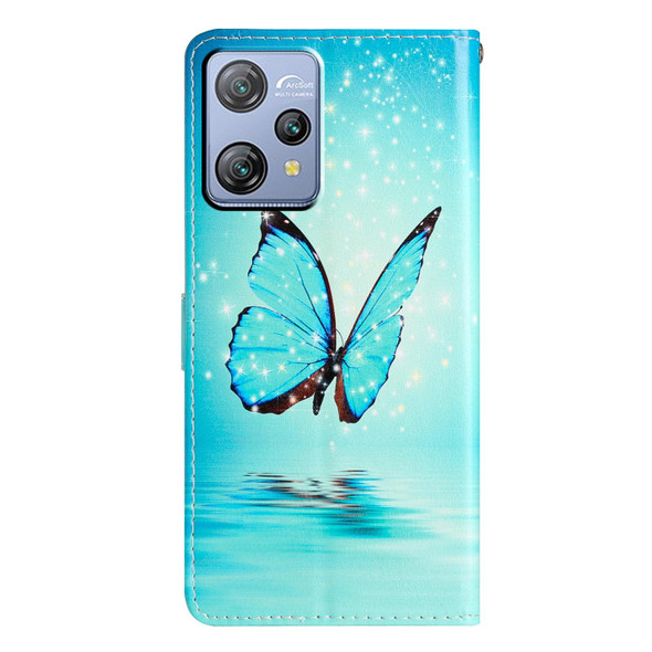 For Blackview A53 Pro Colored Drawing Leatherette Phone Case(Blue Butterfly)