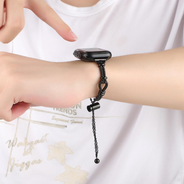 For Apple Watch 42mm Twist Metal Bracelet Chain Watch Band(Black)